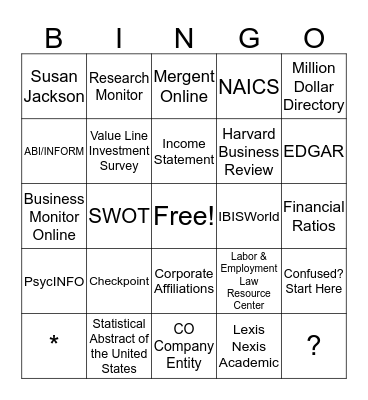 Business Bingo Card