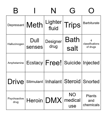ILLEGAL DRUGS Bingo Card