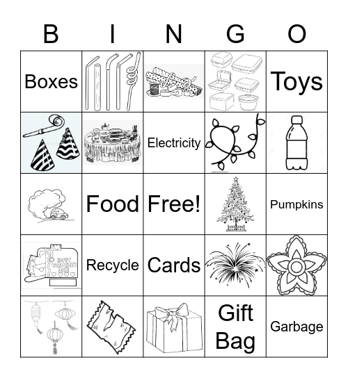 Waste From Celebrations Bingo Card