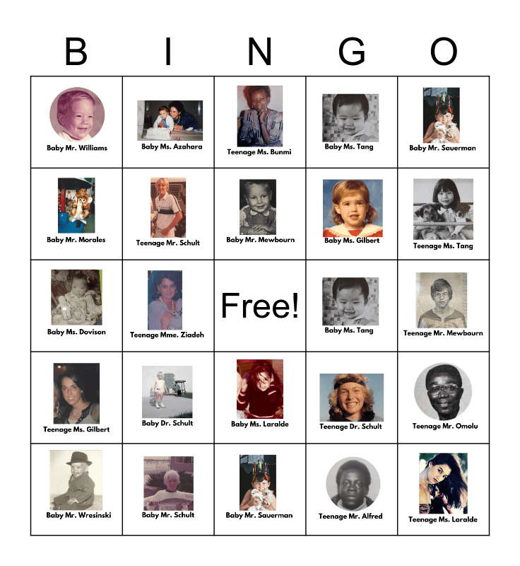 Teachers Bingo Card