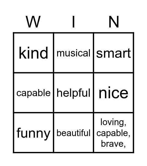 Mental Health Bingo Card