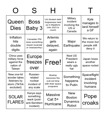 This is how it ends, not with a bang, but with... Bingo Card