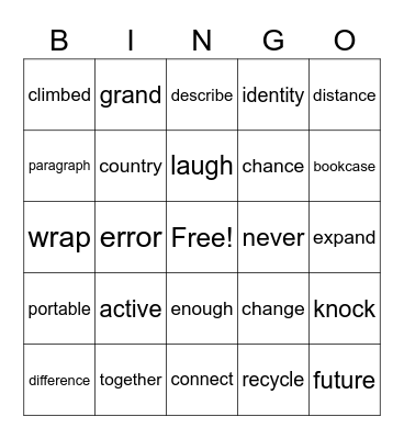 D.E.A.R TIME Bingo Card