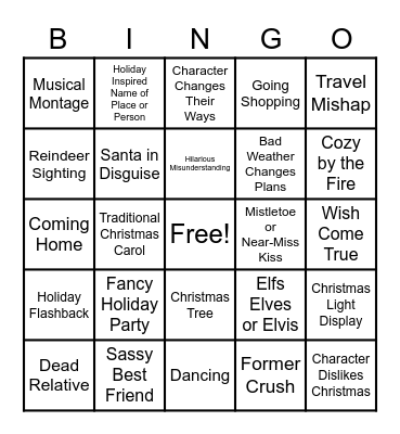Christmas Movie Bingo Card