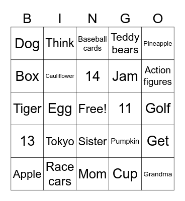 C5 plus lesson 5 Book D Bingo Card