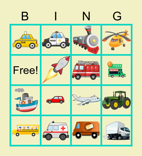 Vehicle BINGO Card