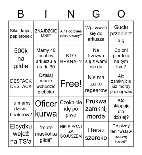 Wenszowe bingo na CTA Bingo Card