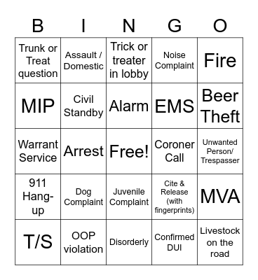 Dispatch Halloween Bingo Card