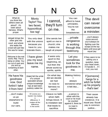 MiD & Crucible Quotes Bingo Card