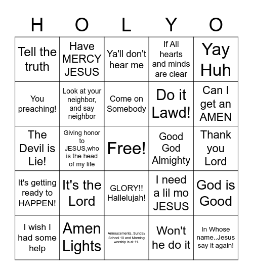 HOLYO Bingo Card