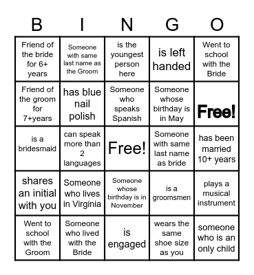 Find the Guest Bingo Card
