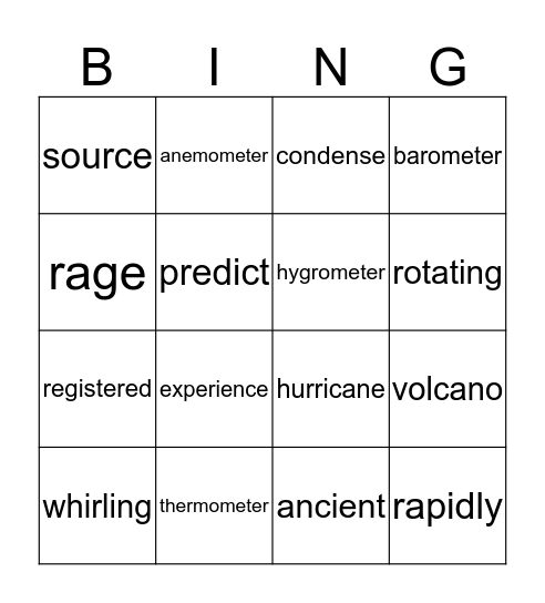 Lesson 11 Bingo Card