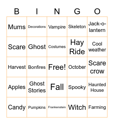 Halloween Bingo Card