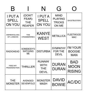 Halloween Bingo Card