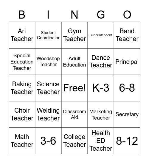 Future Teacher Bingo!!! Bingo Card