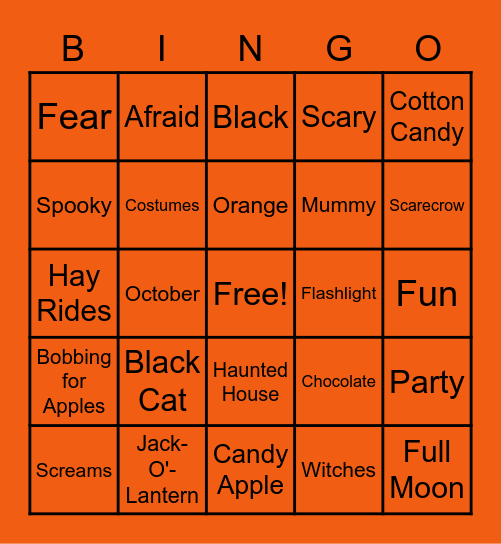 Halloween Virtual Bingo Card