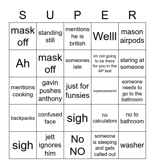 Kowalski Bingo Card