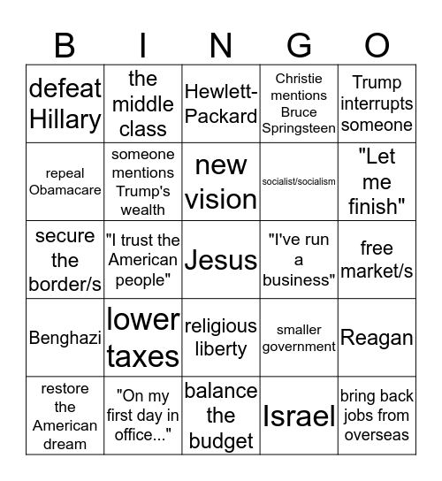 Rep Bingo! Bingo Card