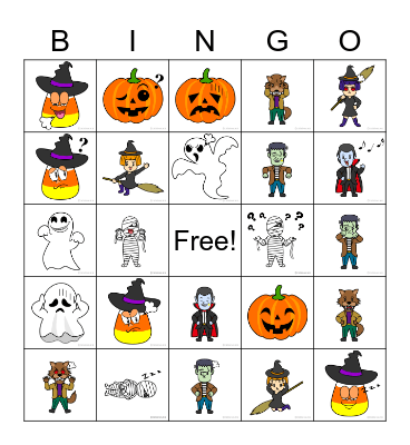Halloween Zones Bingo Card