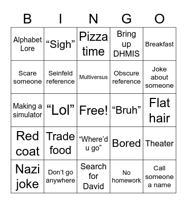 Mr T Bingo Card