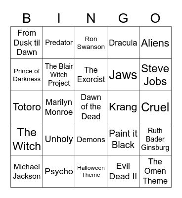 Oct. 26 - Round 2 Bingo Card