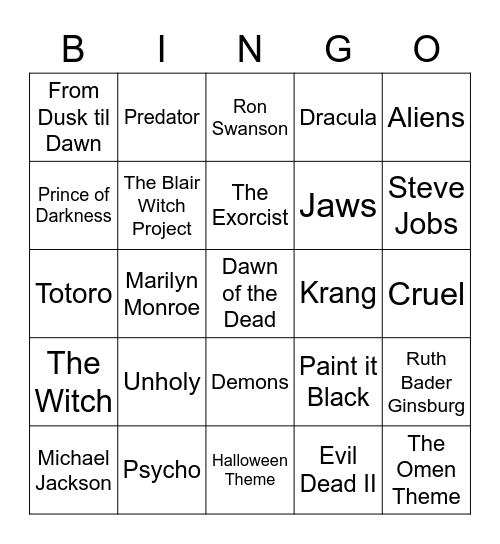 Oct. 26 - Round 2 Bingo Card