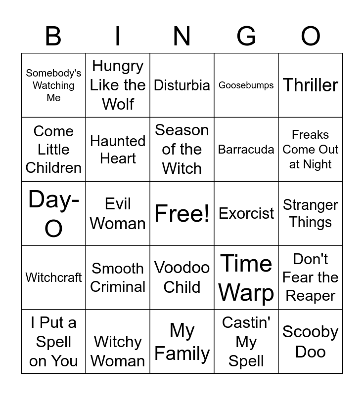 Spooky Bingo Card