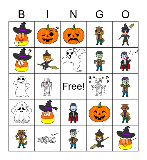 Halloween Zones Bingo Card
