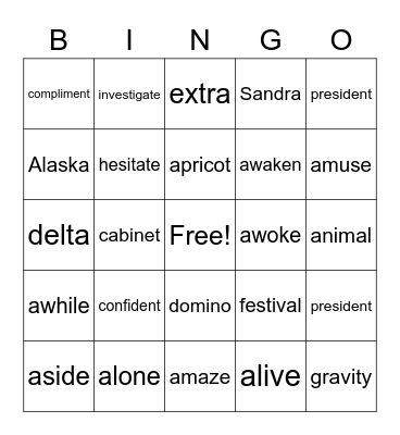 Wilson 5.5 Bingo Card