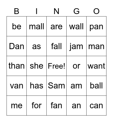 1.5 BINGO Card