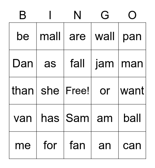 1.5 BINGO Card