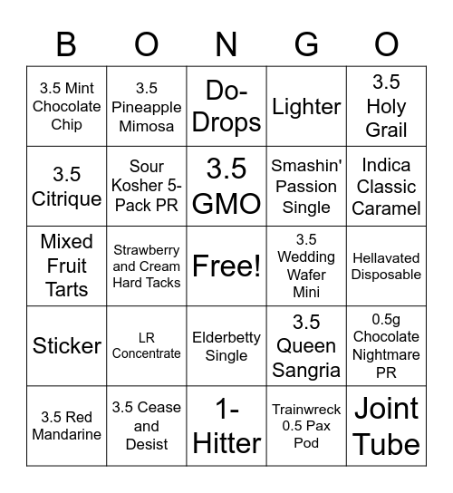 Bongo Bingo Card