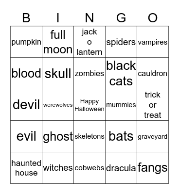 Team 4 Spooky Bingo Card