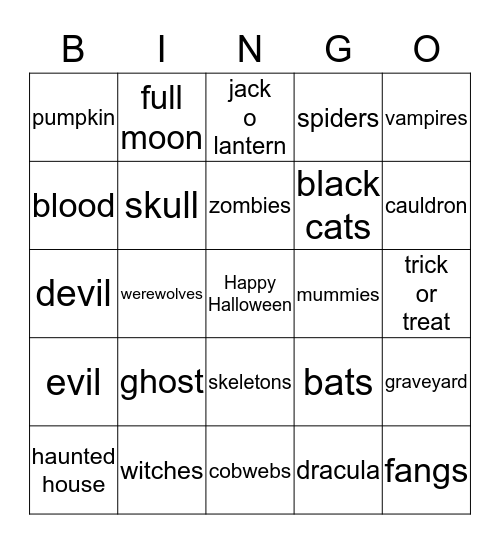 Team 4 Spooky Bingo Card