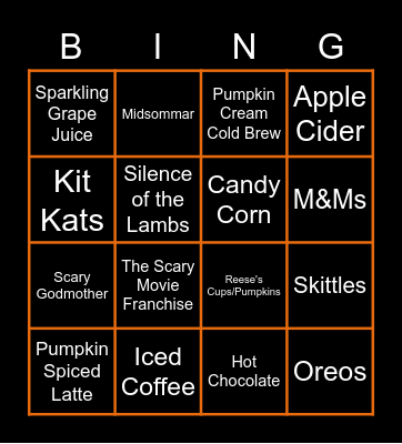 Cinema & Screams Bingo Card