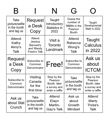 AMATYC 2022 Bingo Card