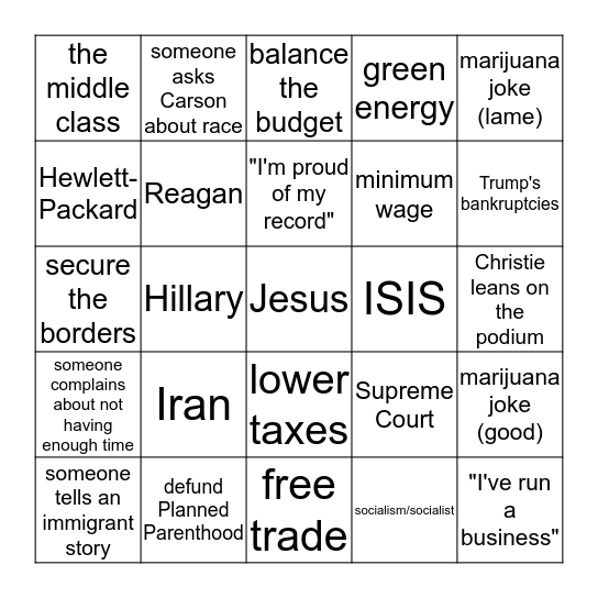 Rep Bingo! Bingo Card