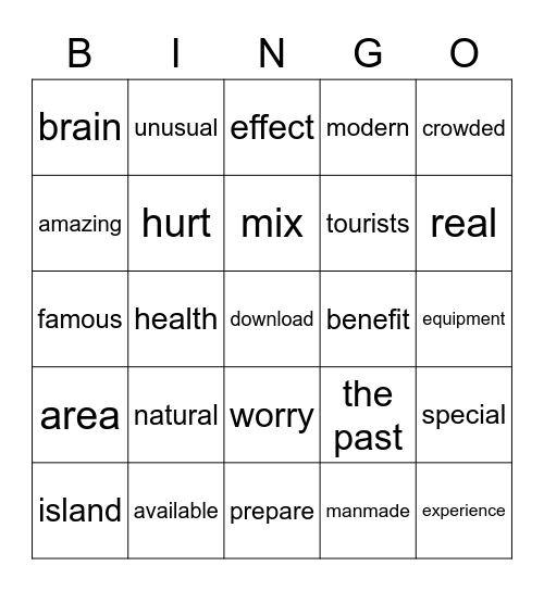 Units 3 and 4 Bingo Card