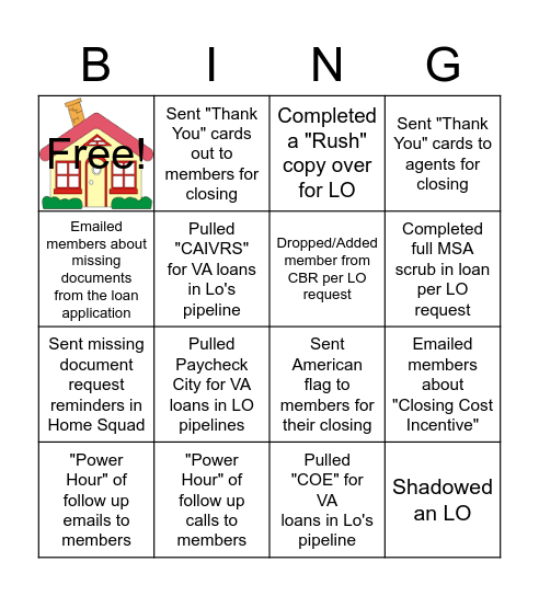 MSA BINGO Card