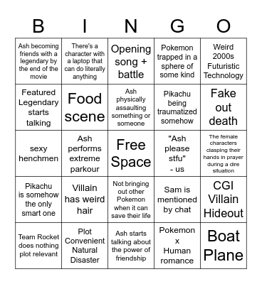 Pokemon Movie Trope Bingo Card