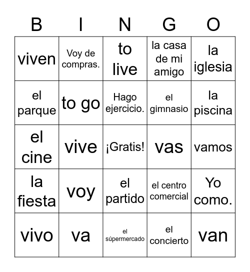 IR &VIVIR Bingo Card