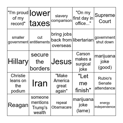 Rep Bingo! Bingo Card