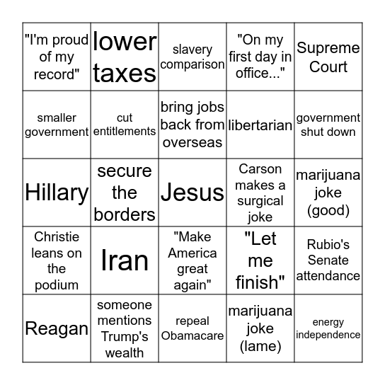 Rep Bingo! Bingo Card