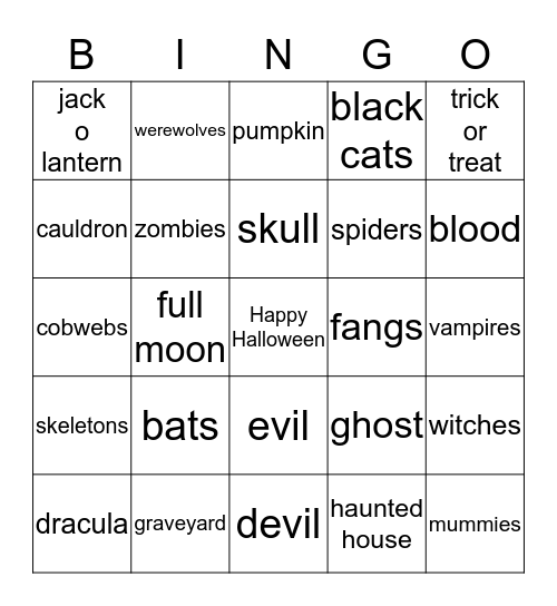 Team 4 Spooky Bingo Card