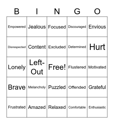 Feelings Bingo Card
