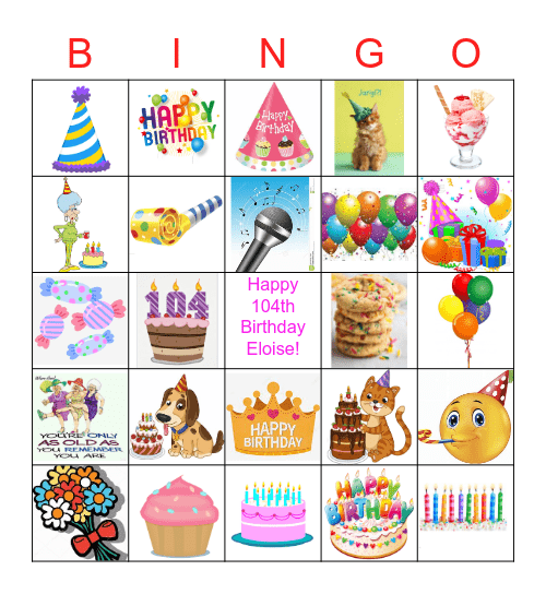 HAPPY 104TH BIRTHDAY BINGO Card