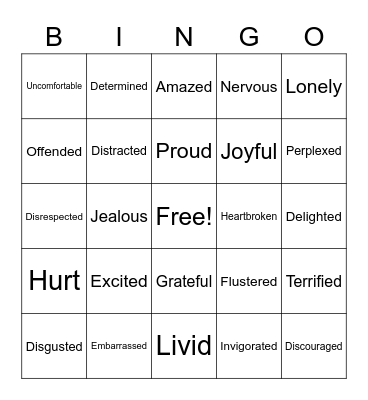 Feelings Bingo Card