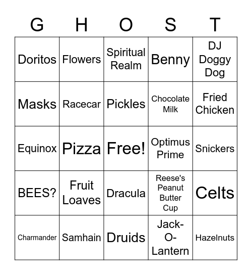 Halloween Bingo Card