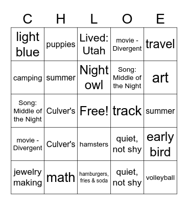 Bingo! Bingo Card
