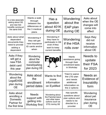 Open Enrollment Bingo! Bingo Card